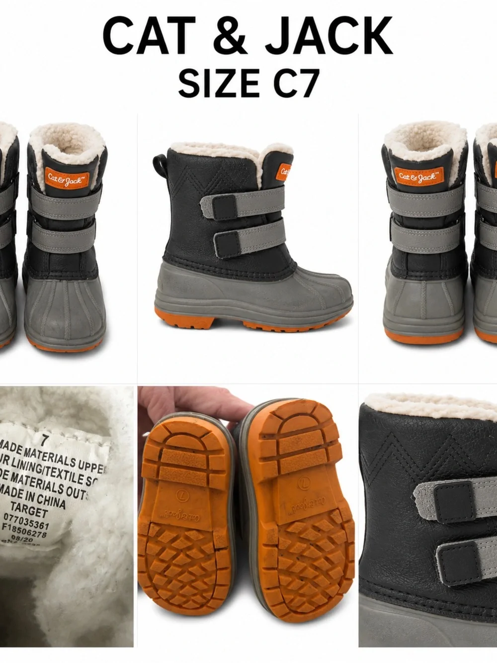 Cat & Jack Insulated Snow Boots (Gray/Yellow) – Size C7